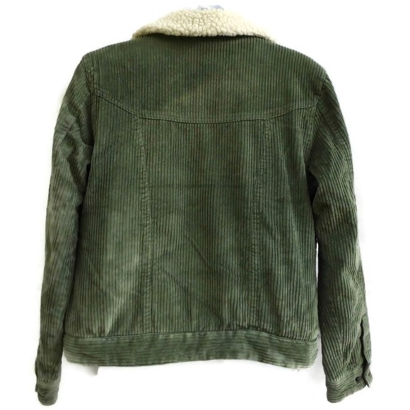 Big Chill Jacket Corduroy Sherpa 90s Button Snaps Green S - Picture 2 of 8